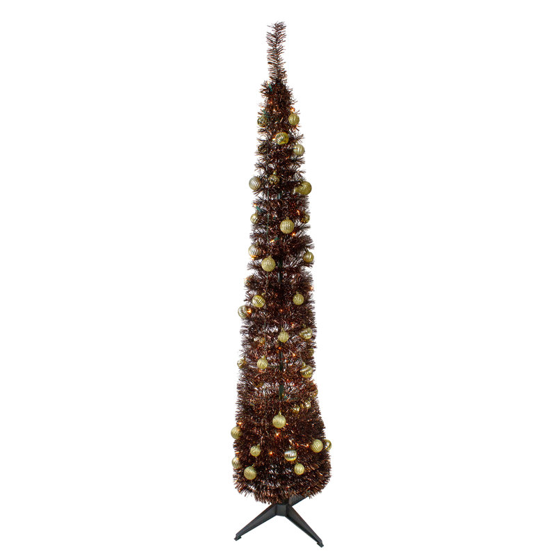 Arbre de Noël artificiel préinstallé brun 6 pi pré-éclairé