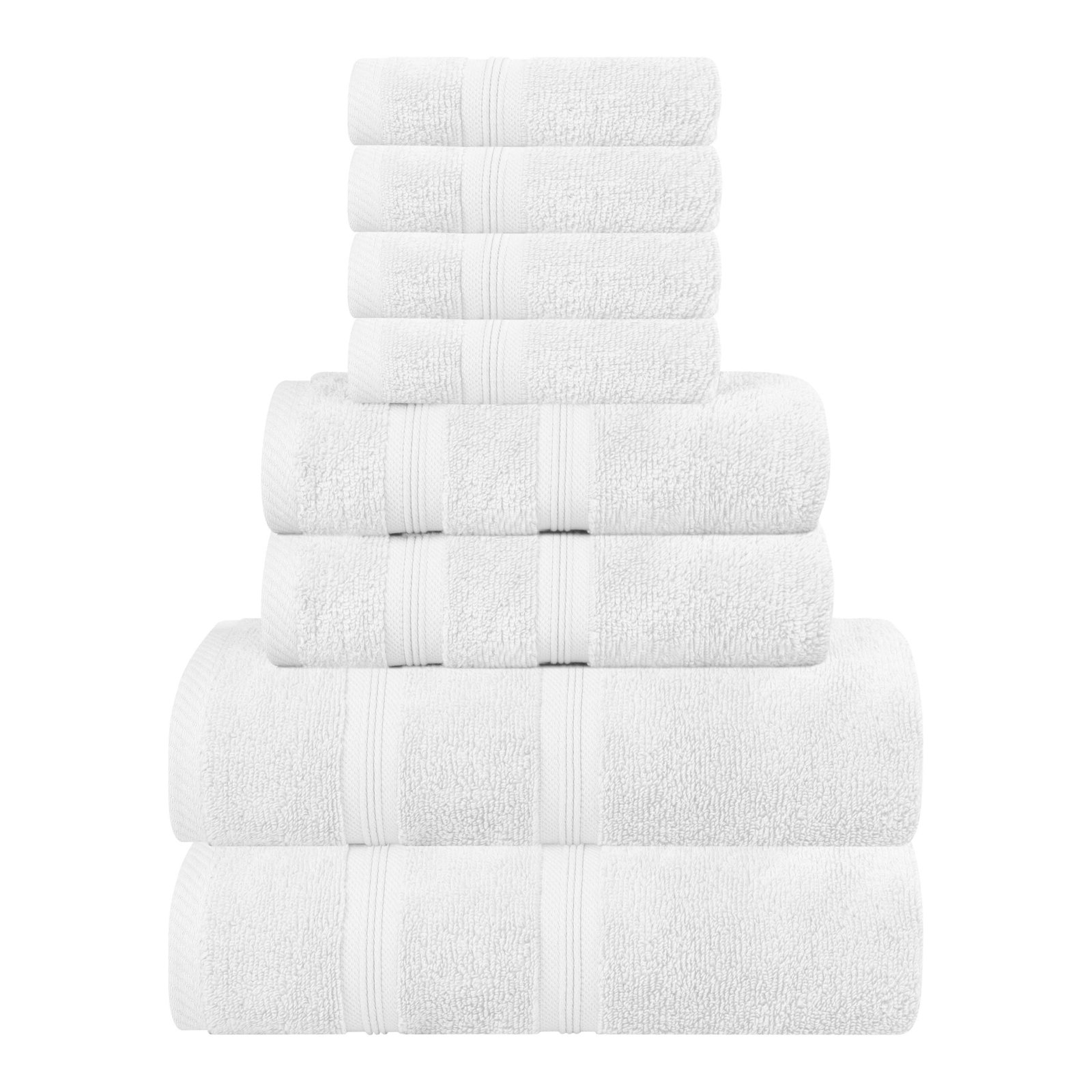 8-Piece Zero-Twist Cotton Towel Set, White