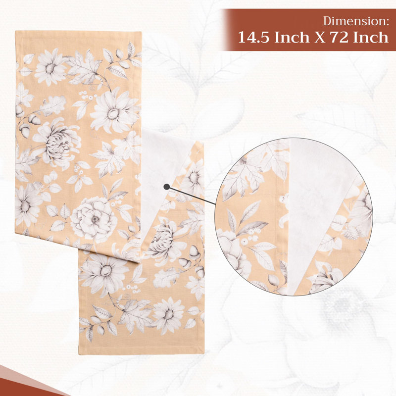 Maison d' Hermine Table runner 100% Cotton Single Layer Table Runners 72 inches long for Thanksgiving Christmas Decorations Home Kitchen Dining Party Wedding (Pretty Autumn, 14.5" x 72")