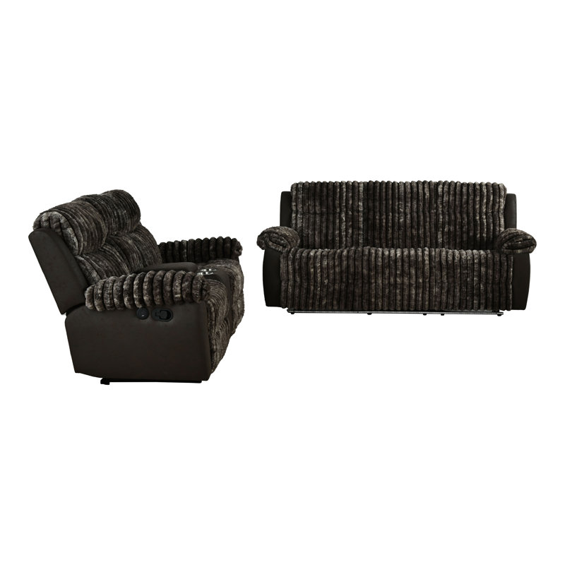 Ensemble de canapé inclinable manuel 2 pièces Shirlene, Brun