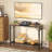 39.4" Console Table With Power Outlet, Entryway Table With Storage Shelves, Desk-1575172671