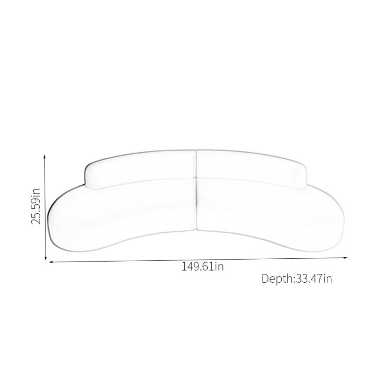 Canapé semi-circulaire, H 25,59 po x l 149,61 po x P 33,47 po