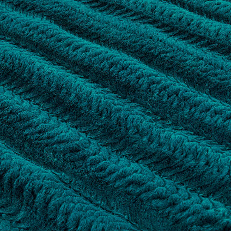 Tread Pattern Rabbit Faux Fur Throw, 50'' x 60'', Teal