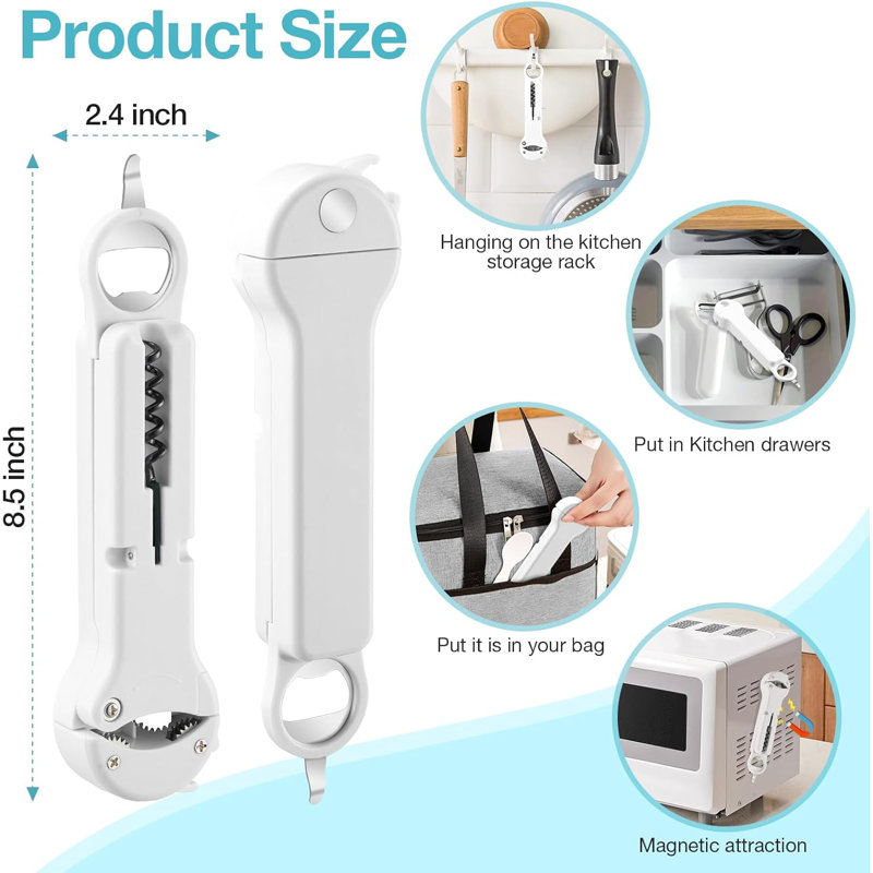 7-in-1 Jar & Bottle Opener White