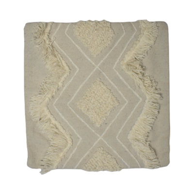 Jacob Geometric Cream Square Throw Cushion