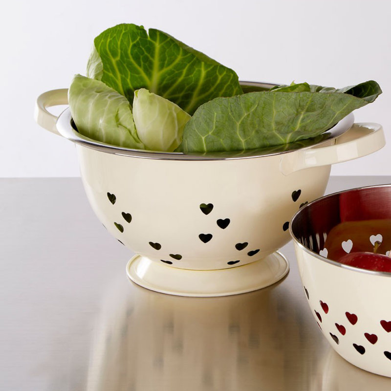 Symple Stuff Stainless Steel Colander, Ivory