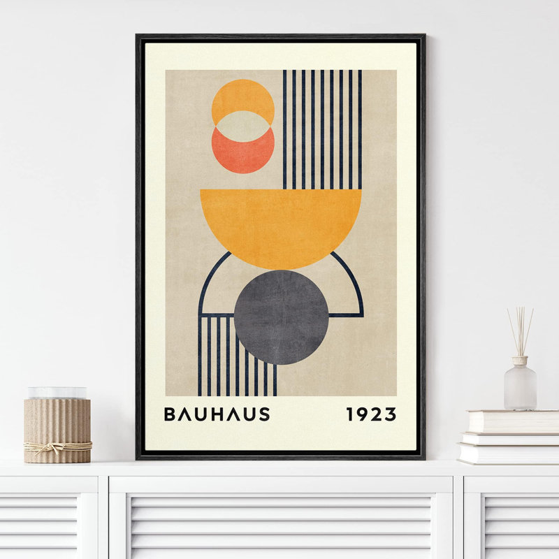 Oeuvre classique moderne Mid Century Boho Bauhaus, Noir, H 36 po x l 24 po
