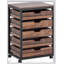 Commode industrielle à 5 tiroirs avec roulettes, organisateur de rangement en bois rustique pour le bureau et la chambre à coucher, compacte et élégante