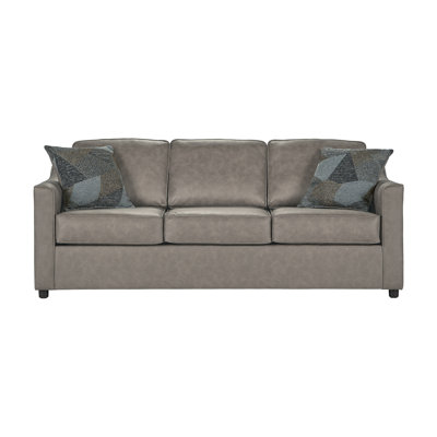 81" Faux Leather Sofa with Terrazzo Pillows
