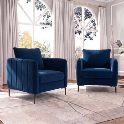 Set Of 2 Modern Velvet Upholstered Chairs - Chair Set (Matching Design, Soft Seat Cushion), Suitable For Living Room (Matching Design, Soft Seat Cushion)