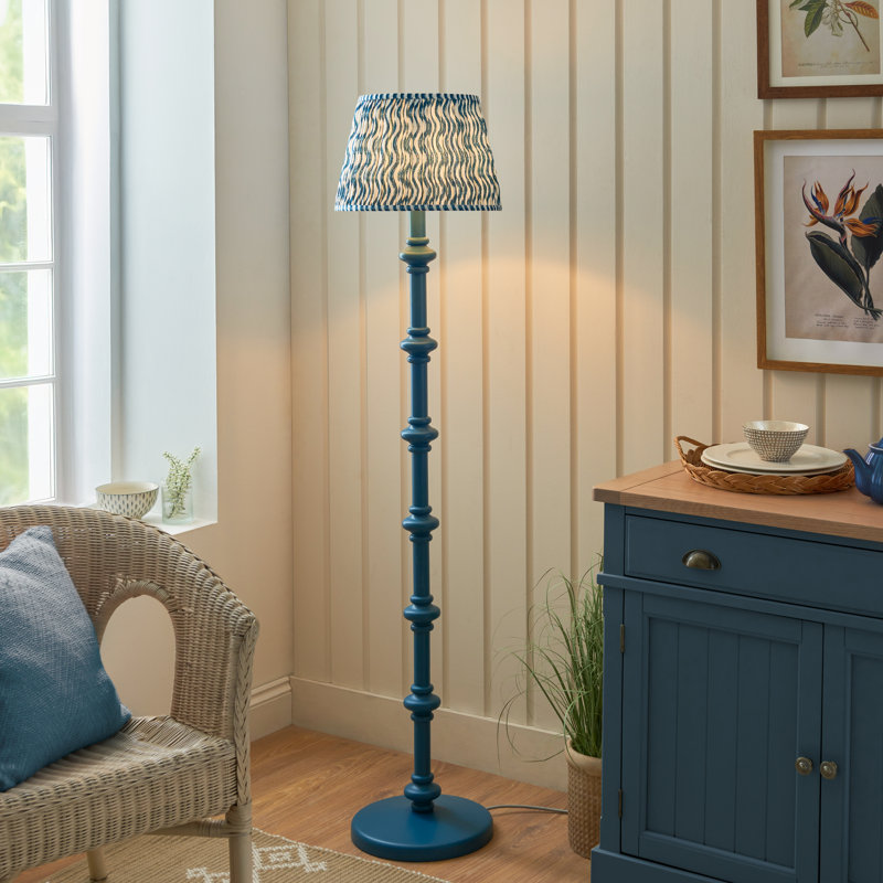 Carnaby 157cm Traditional Floor Lamp, Blue/White, Blue