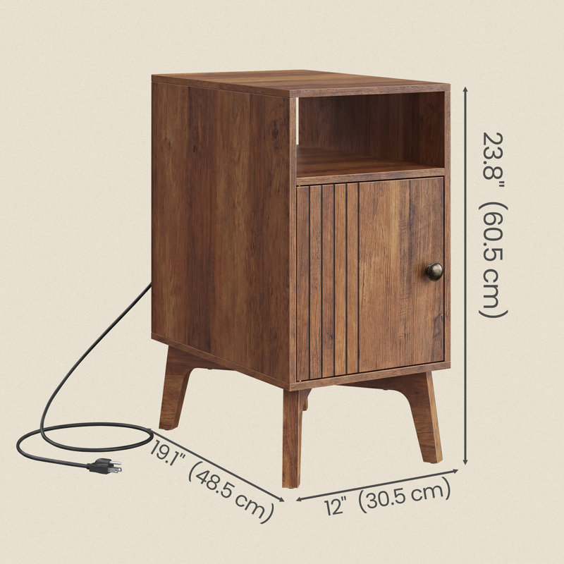 End Table with Charging Station, Brown