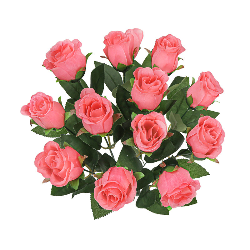 Bouquet de roses artificielles, Corail