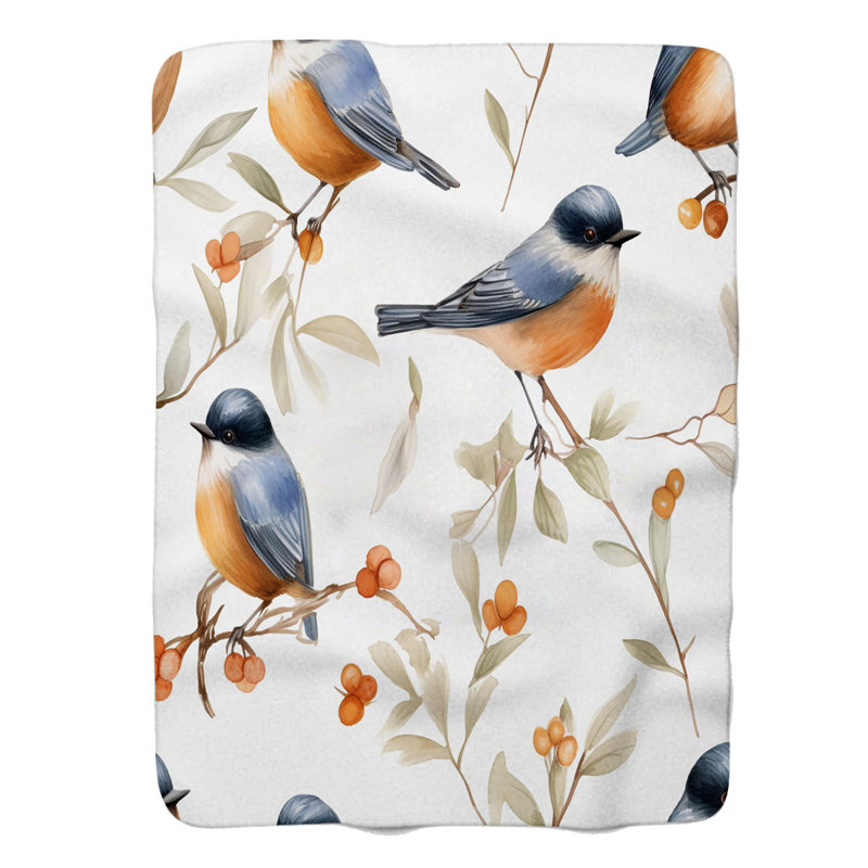 Songbird Blooms - Couverture sherpa de qualité supérieure 1 pièce, Grand lit