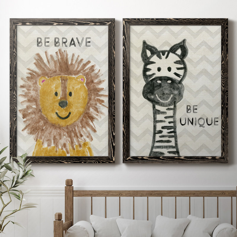 Safari Be Brave - ensemble de 2 reproductions, H 44 po x l 31 po x P 1 po, H 31,5 po x l 47 po x P 1,5 po, Pas de tapis