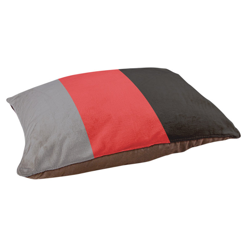 Coussin rectangulaire designer Tampa Bay, Grand (L 40 po x l 50 po), Gris mat / rouge / noir