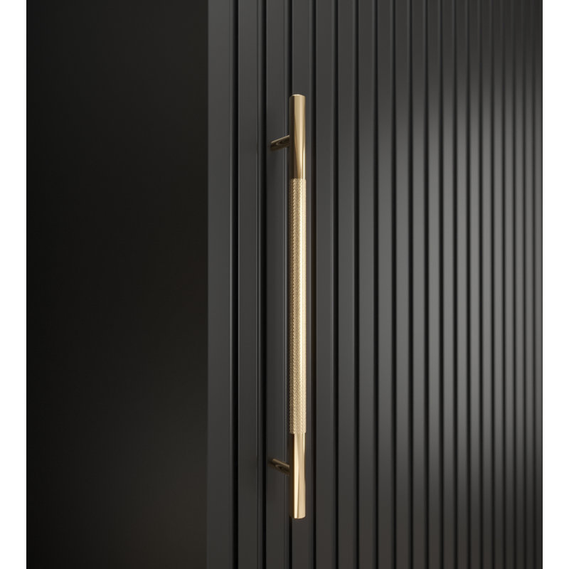 Anslee 2 Door Manufactured Wood Wardrobe, Black Matt, 208cm H x 200cm W x 62cm D