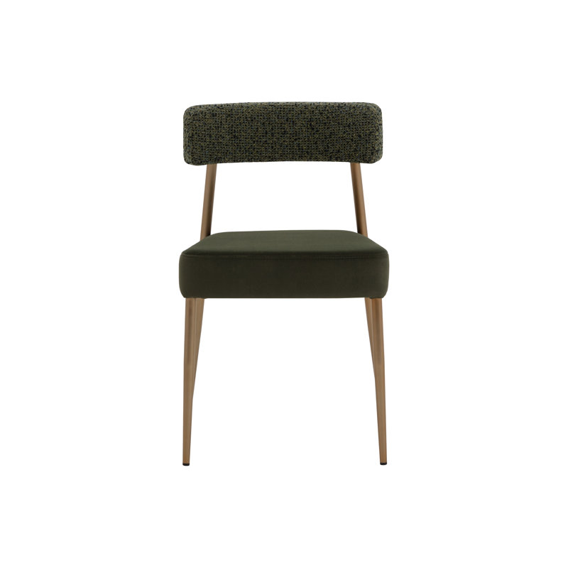 Upholstered Dining Chair, Green Fabric/ Green Faux Leather