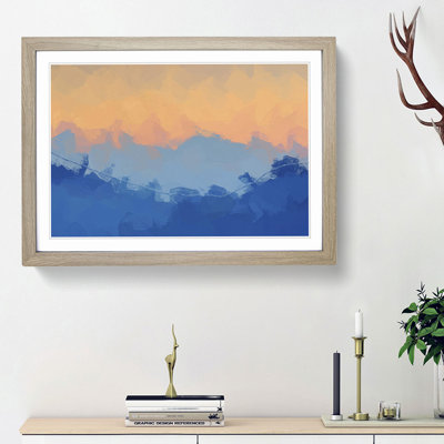 Sunrise over the Mountains in Abstract - Picture Frame Graphic Art Print on MDF