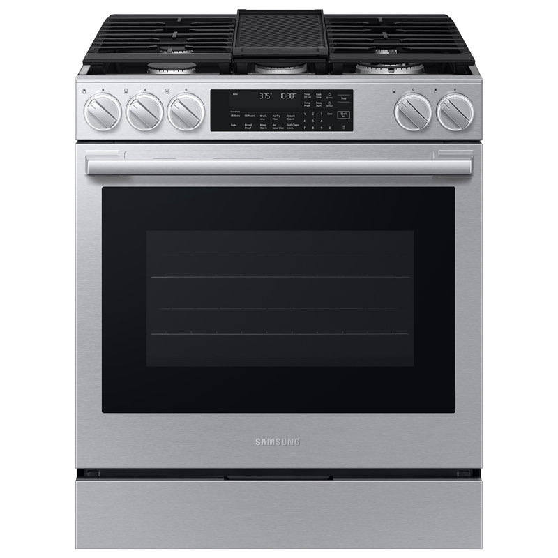 Samsung Bespoke Smart Slide-In Dual Fuel Range with Illuminated Precision
Knobs, No Preheat Air Fry Max and True Convection
