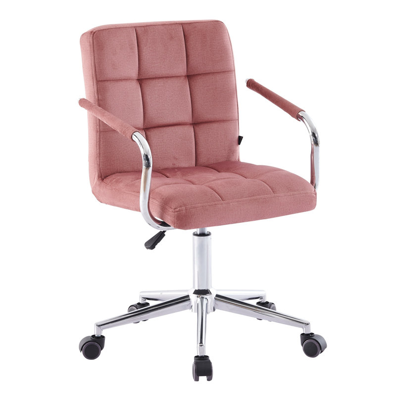 Aisleigh Velvet Office Chair, Pink