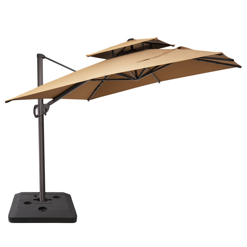 Parasol en porte-à-faux rectangulaire 9 'x 11' avec base lestée, Tanné