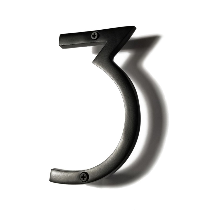 Numéro de maison en métal flottant, 3, 5", Noir