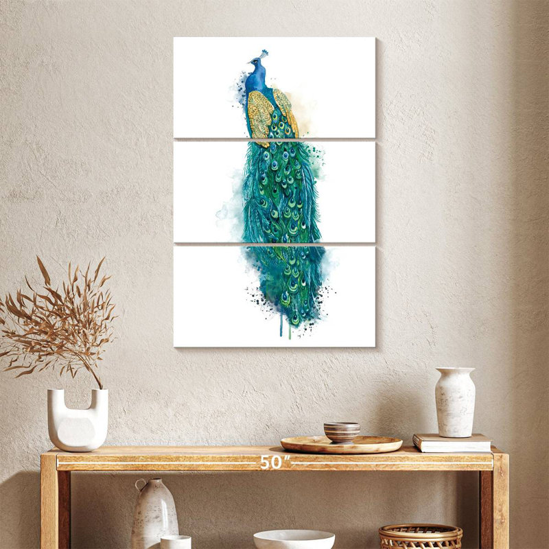Brampt Blue Peacock Splatter, 57" H x 36" W