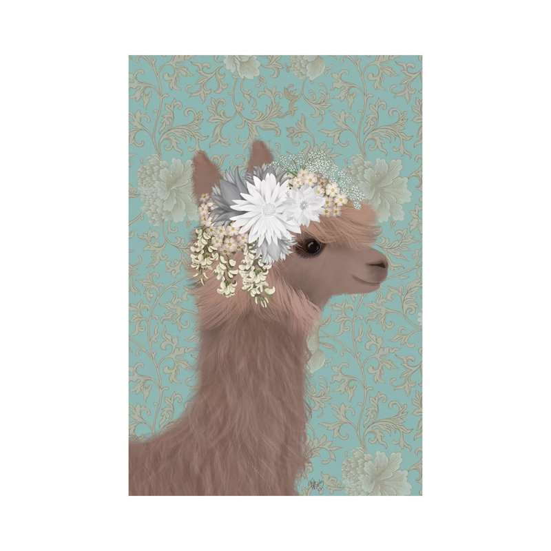 Llama Bohemian 3 by Fab Funky - Wrapped Canvas Gallery-Wrapped Canvas Giclée, 20.32 cm H x 30.48 cm W