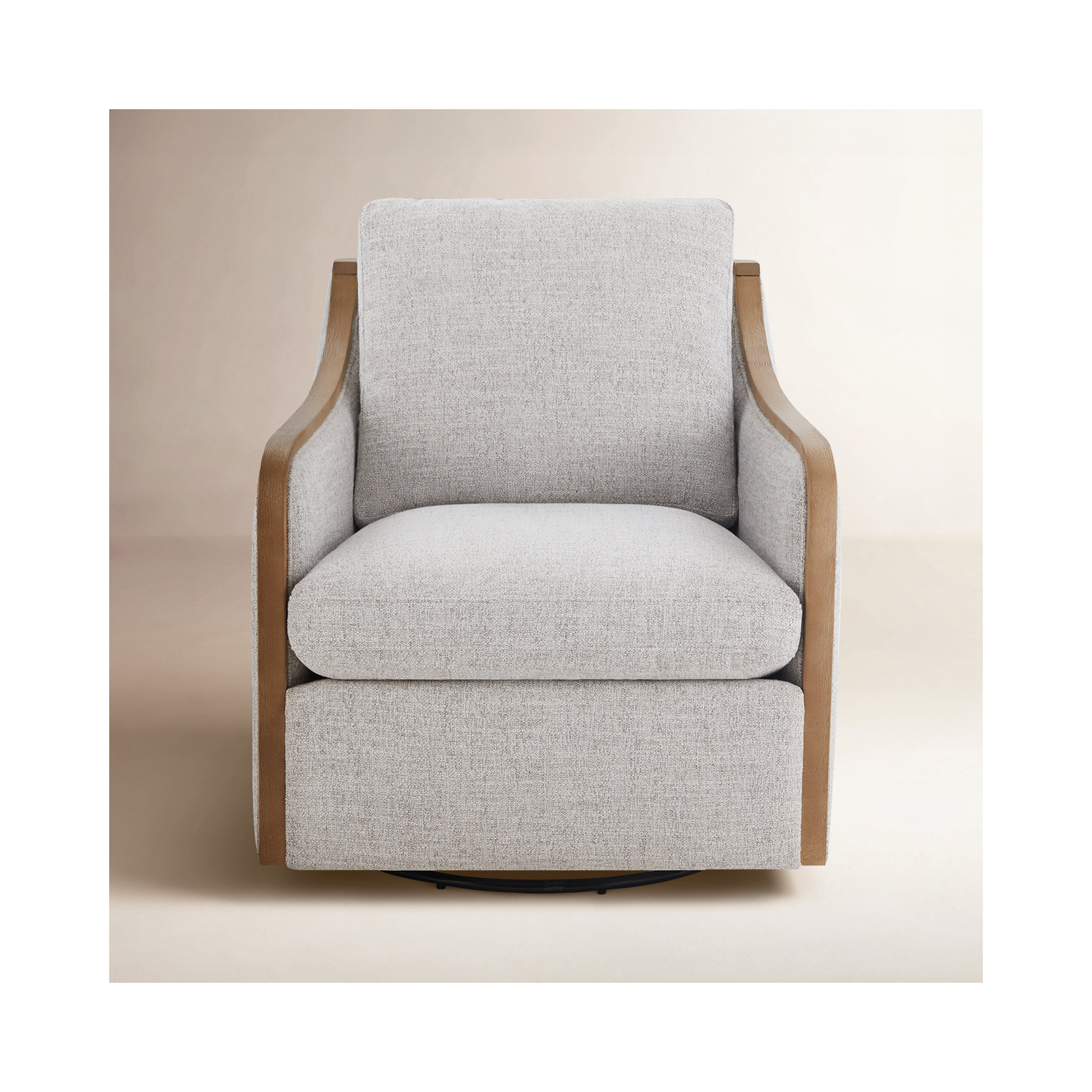 Grayton Oversized Upholstered Swivel Barrel Chair, Nathan Gray Heathered