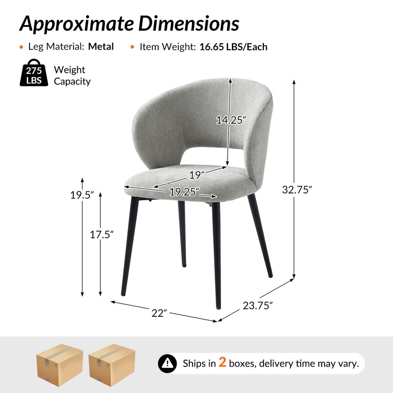 Angel Modern Dinning Chair With Metal Legs, 4, Gray