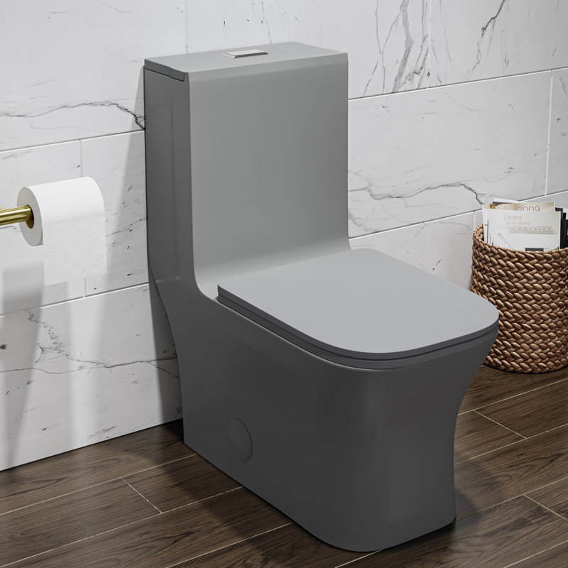 Toilette carrée une pièce à double chasse Concorde en gris mat 1,1 / 1,6 gallon Concorde, Gris mat, Haut