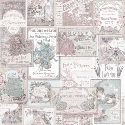 Nostalgie Perfume Labels Wallpaper Roll