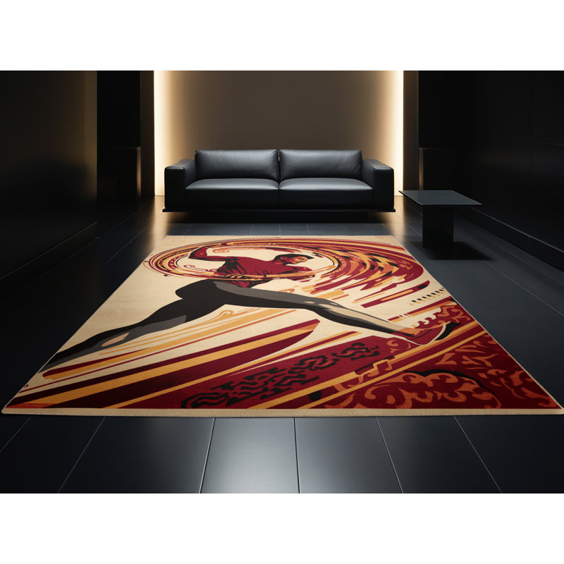 Machine Washable Aust Discus Throw Classic Oriental Rug in Brown – Beige Binding, 2x4
