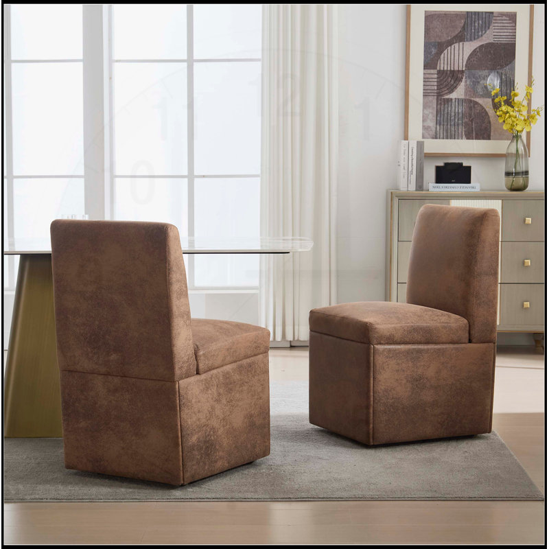 Versatile Swivel Upholstered Dining Chairs with Casters and Storage, Suitable for Multiple Rooms and Various Activities
