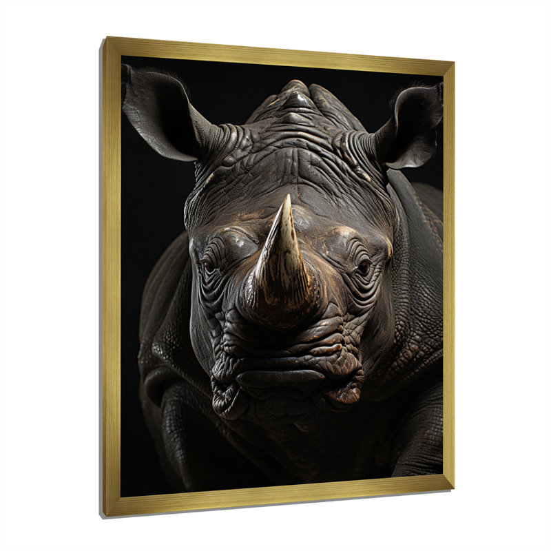 Rhinoceros Majestic Guardian sur toile, H 32 po x l 16 po x P 1 po, Encadrement doré