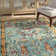 Tapis bleu sarcelle abstrait Ector