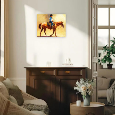 «Little Cowboy Dreamer», art mural sur toile sans cadre 24 po x 18 po