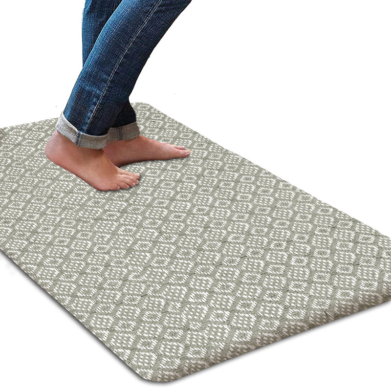 Geometric Water Resistant Anti-Fatigue Non-Skid Kitchen Mat, Gray