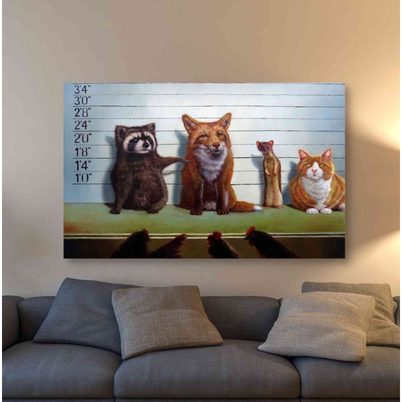 «Usual Suspects» par Lucia Heffernan, art mural sur toile, H 40 po x l 60 po x P 1,5 po