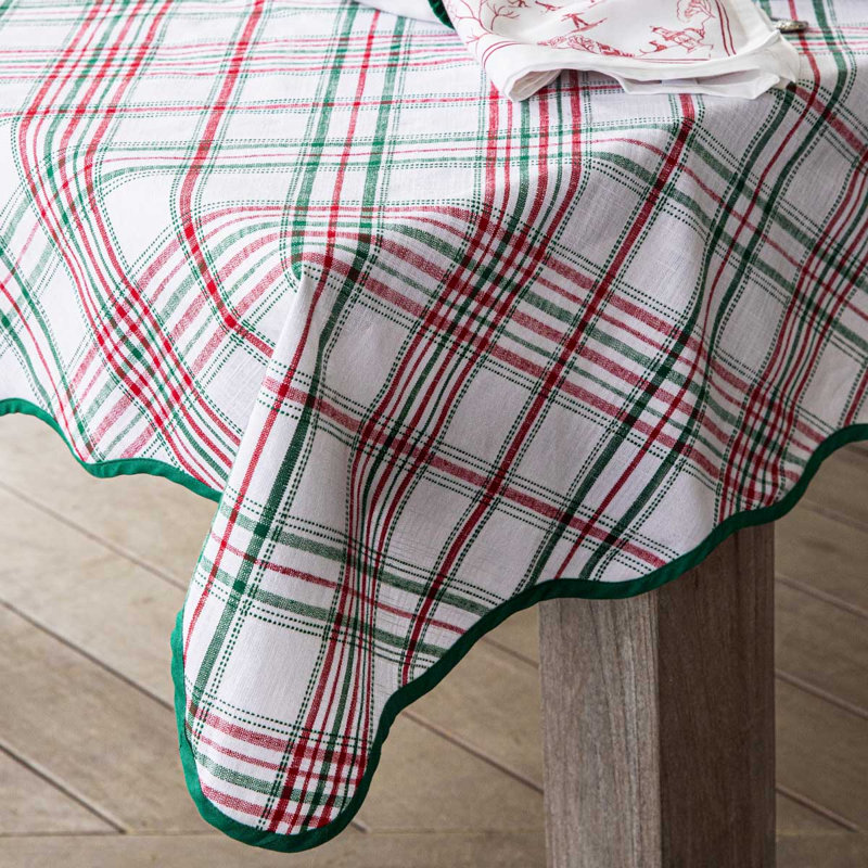 Harvest Tartan Square Tablecloth, Green/White/Red