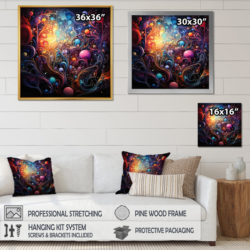 «Vision Of Spiritual Journey - Buddhism Wall Art Living Room», H 24 po x l 24 po x P 1 po, Cadre flottant doré