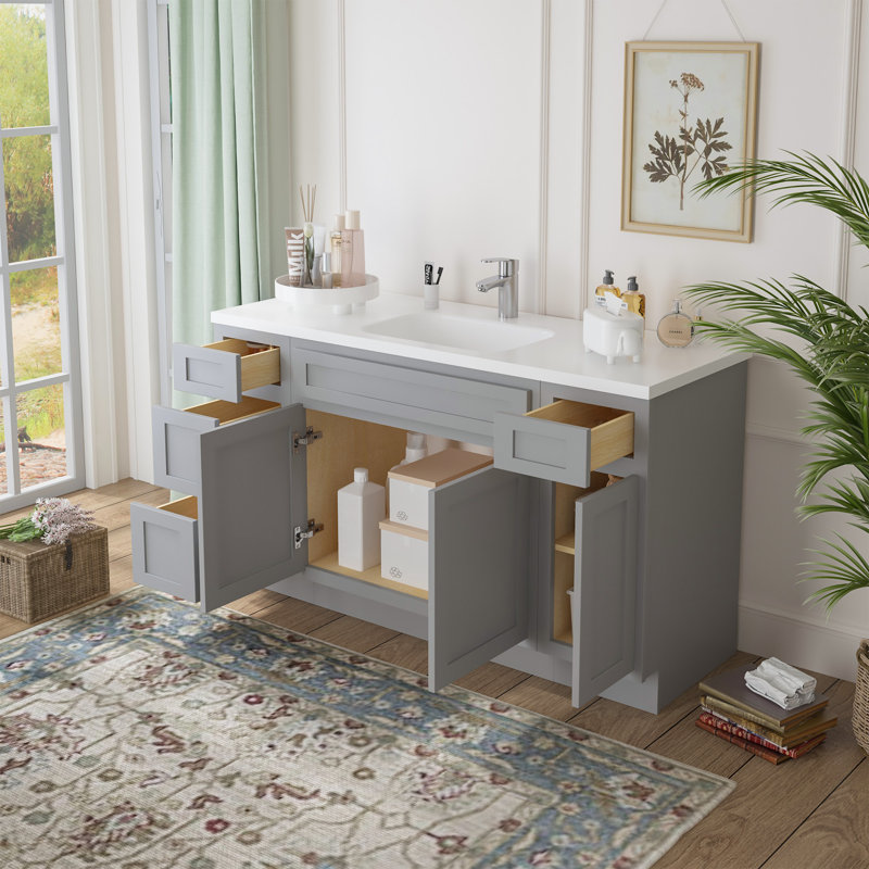57'' Single Bathroom Vanity Base Only, Gray