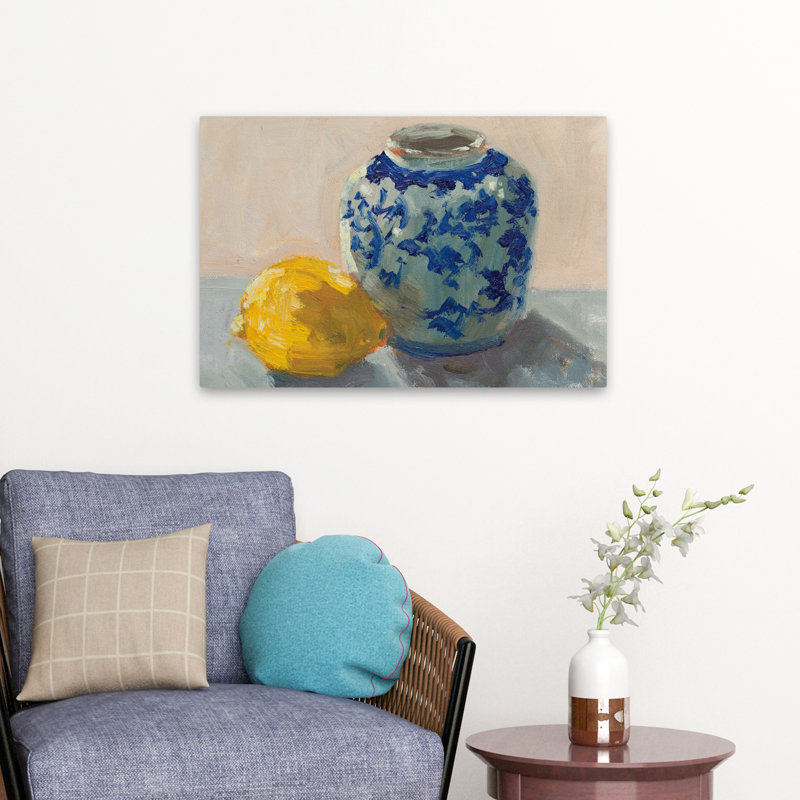 Citron contemporain avec pot chinoiserie, H 24 po x l 16 po
