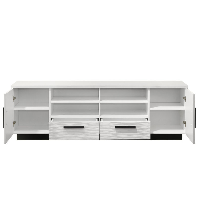 Reine 70.5"W White Finish TV Stand With Drawers