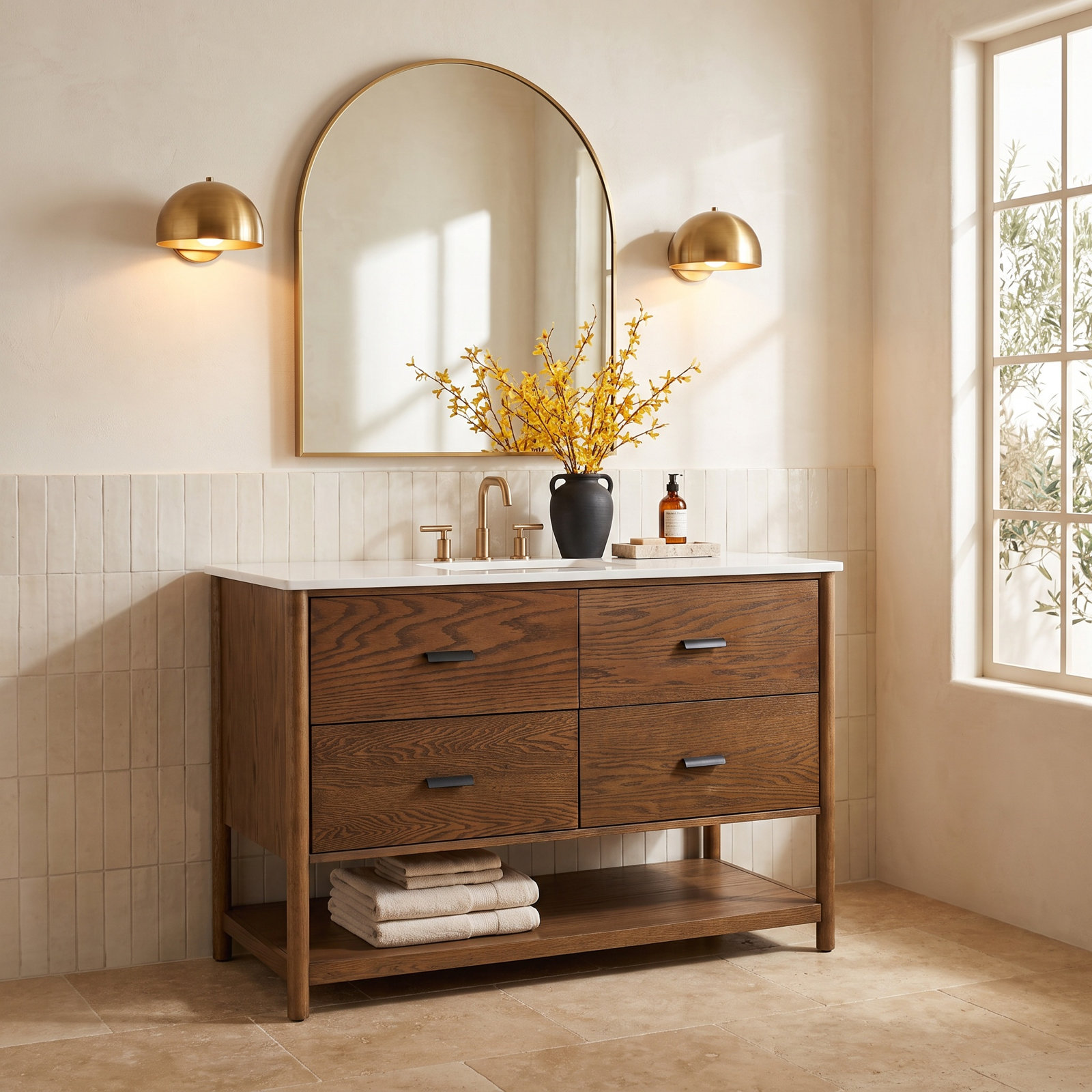 Kaplan 48" Single Bathroom Vanity, Medium Oak