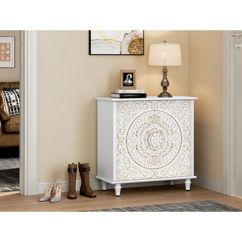 Jozhiel 31.7" Wide Decorative Accent Storage Cabinet with 2 Doors, White