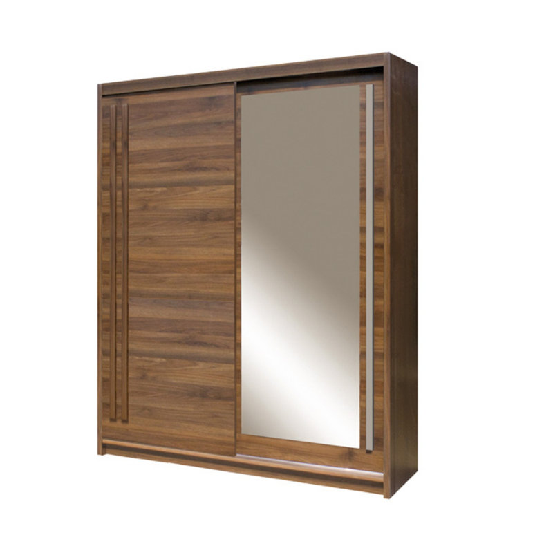 Skelmersdale 2 Door Manufactured Wood Wardrobe, 215 cm  H x 175 cm W x 59 cm D, Dark Brown