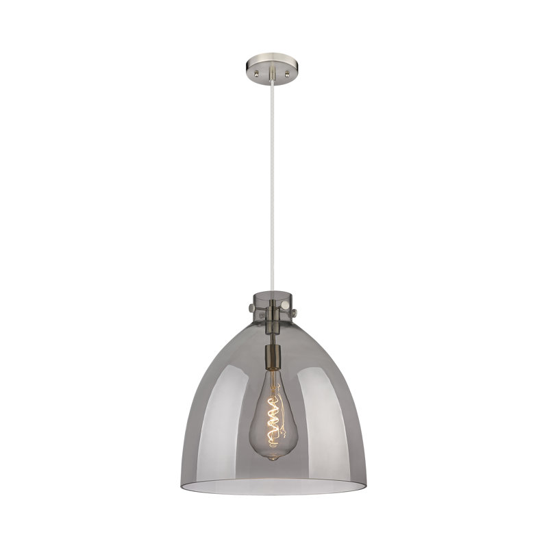 Luminaire suspendu à 1 lumière Badgett, Plaqué couleur fumée, H 16 po x l 14 po x P 14 po, Nickel satiné