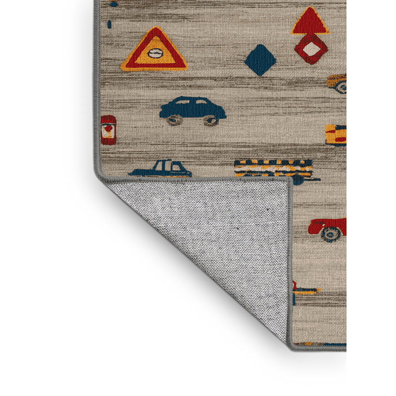 Tapis gris lavable à la machine, Rond 7 pi